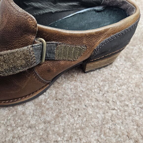 Merrell Oak Brown Leather Womens 7 Mule Clog Shoes Comfort Slip On Block Heel - Picture 8 of 15